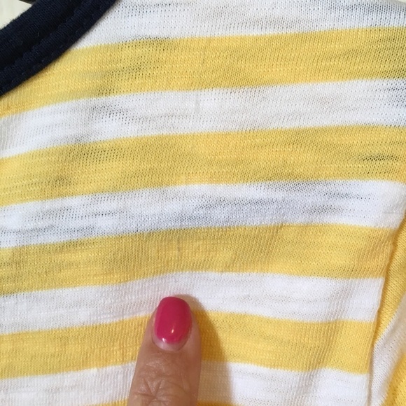 Old Navy Yellow Striped Cotton Dress Blue Trim - Picture 7 of 8